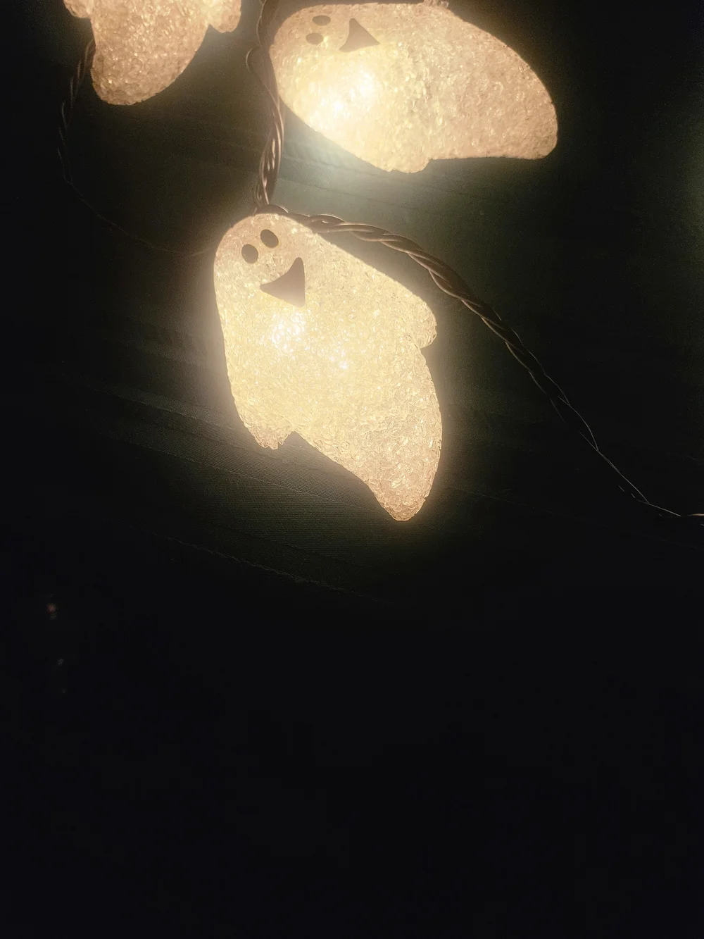 Halloween Popcorn Ghost String Lights & Ceramic Light-Up Ghost Set